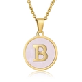 18k vergulde roestvrijstalen ketting met witte schelphanger en de letter B - Letter B