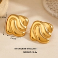Abstrakte goldene Wellenohrringe aus Edelstahl, Größe 2,4 cm x 2,4 cm, 10,5 g - Wellenförmiger Quadratischer Stil (金色耳环1610) / Gold