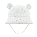 Close-up of white baby sun hat with purple floral pattern and cute 3D bear ears - White Purple Floral (13#)