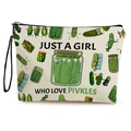 Neceser de lona con dibujos de pepinillos e impresión Just A Girl Who Loves Pickles - 17*25cm (Lino) con Correa / Estampado de Pepinillo de Dibujos Animados (Estilo 1)