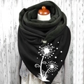 Black hooded scarf with white dandelion print and leather buckle closure for winter - 30-Black White Dandelion