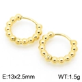 Pendientes de aro dorados de acero inoxidable con diseño de perlas, talla 13x2,5 mm - Estilo de Aro con Cuentas (KE117433-GC) / 13x2.5mm / Dorado