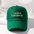 Casquette de baseball verte brodée MANANA SERA BONITO en sergé de coton premium - vert olive