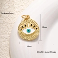 Golden Evil Eye pendant with blue zircon details, 23mm x 16mm jewelry accessory - E005G Tear Drop Enamel Eye