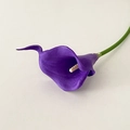 Single deep purple PU calla lily with green stem and realistic white spadix texture - Deep Purple with White Core