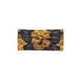Elastic boho headband with black and gold cashew paisley print and knot design - Style 36 Light Blue Floral
