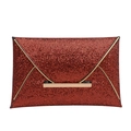 Pochette enveloppe rouge scintillante à paillettes avec bordure dorée pour les soirées - Rouge