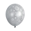 Détail d'un ballon argenté festif orné de flocons de neige blancs et de points - Latex / Flocon de Neige Gris