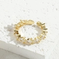 Anillo ajustable bañado en oro de 14K con circonitas marquise y diseño geométrico de lujo - Gota de Agua Circonita Blanca