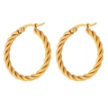 Créoles dorées torsadées élégantes en acier titane avec un design minimaliste de 31mm - F1420-Fine Spirale