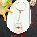 Colorful fish in a clear bag keychain charm with silver metal ring, ocean theme - Keychain / Orange Red Fish Keychain