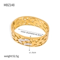 Golden hollowed leaf pattern multilayer bangle with diamonds and dimensions in 6cm diameter - Z148-Hollow Large Leaf
