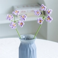 Handmade crochet bouquet with small purple five-petal flowers and yellow centers - 5-Head Forget-Me-Not Purple