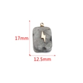 Grey stone square pendant with gold lightning pattern and 17x12.5mm size dimensions - Rectangle Gray Moonstone - Lightning