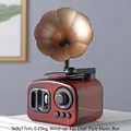 Vintage phonogram music box with wood base and bronze trumpet, plays Fur Elise - 2052 Classical Gramophone Style