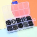 DIY jewelry kit with black seed beads and sequins in a 10-grid transparent storage box - 10-Grid Bead Material Kit / Black