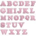 Set of 26 pink embroidered English alphabet patches with white borders for clothing - Full Set Of Pink Letters