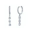 S925 Sterling silver hoop earrings featuring three tiered teardrop zircon stones - 925 Silver / White Gold