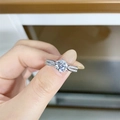 Classic 925 sterling silver 1 carat moissanite ring with six-prong setting and side diamonds - US 5 / 4-Claw Round 1ct Pave-Silver