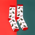 Chaussettes de Noël en coton avec motifs de rennes et détails festifs rouge et vert - Cerf Chaussette Verte