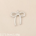 Bow-shaped 18K silver-plated pendant for DIY jewelry, 2.1x1.9cm with polished finish - Minimalist Textured Bow (PJ0535) / Silver