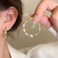 Golden butterfly hoop earrings with faceted twisted texture for women in minimalist style - 2# Gold Faceted Twisted Large Hoop (Silver Earring Post)