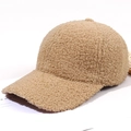 Winter khaki sherpa fleece baseball cap with warm teddy faux fur texture and solid color - Adjustable / Khaki