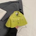 Lime green jacket-shaped crossbody bag with silver chain and metal buttons - Green