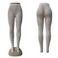 White high waist tights featuring elegant textured wave pattern and knit jacquard design - One Size (45-80kg) / White