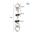 Silver metal handbag chain extension with double black cherry charms and heart clasps - Black Cherry + Heart Silver Ring Extension Chain