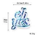 Grand écusson brodé en paillettes bleu et blanc avec motif de texte oh yes - oh yes (Bleu Électrique)