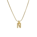 Classic 18k gold plated letter N pendant necklace with micro-pave cubic zirconia - Letter N