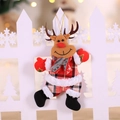 Christmas reindeer plush ornament with red plaid fabric and hanging gold string - B-Style Plaid Reindeer