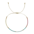 Verstellbares Miyuki-Perlenarmband mit pastellrosa, blauen, gelben und goldenen Perlen - Buntes Patchwork