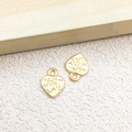 Gold heart-shaped metal charms with 'made with love' engraving and polished finish - 1pc Heart Charm