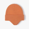 Bonnet d'hiver en tricot orange avec cache-oreilles et large bord replié chaud - Taille unique / Rouge orangé (22B033)