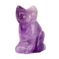 Hand-carved amethyst cat figurine made of natural purple gemstone for home decor - 1.5 Inch / Purple Crystal
