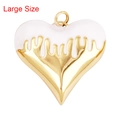 Large size heart-shaped pendant in white enamel finish with a golden metal border - Drip Heart White Large