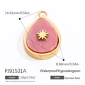 Wassertropfen-Anhänger aus Edelstahl mit rosa Stein und goldenem Stern-Detail - PJ91531A Rosa/Tropfenform/14mm