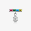 S925 sterling silver drop earrings with multi-color rectangular gems and white zircons - 925 Silver / Platinum - Single Pendant