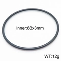 Polished 3mm black titanium steel round bangle with 68mm inner diameter for women - 1Pc-Black (KB180406-KFC)