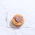 Miniature 1.4cm gingerbread heart cookie ornament with purple center for DIY decor - 22# Round Cookie