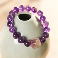 Beaded amethyst bracelet featuring a square gradient fluorite charm for women - 29# Bracelet - Purple