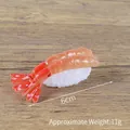 Realistic PVC 6cm shrimp sushi model with detailed salmon texture on wooden background - Double Tail Shrimp Sushi (Small) / Orange Red