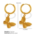 Golden stainless steel butterfly drop earrings with size and weight measurements - EH436 Gold Butterfly Earrings