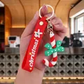 Christmas PVC keychain featuring candy cane pendant and red silicone strap, 6.6x4.9cm - Christmas Candy Cane-2