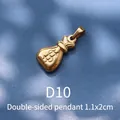 Double-sided 18K gold plated dollar sign money bag pendant for retro style jewelry - D10 Golden Money Bag
