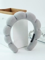 Plush grey padded headband with handmade label and soft microfiber wristband set - Gray