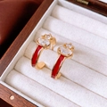Detail von 18 Karat vergoldeten Ohrringen mit roter Emaille und Zirkonia-Steinen - 18K Vergoldeter Silberstift Roter Kürbis Stil / Rotgold