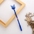 Creatieve kerst gelpen in blauw met bewegende glitters en decoratief rendiergewei - Blauw